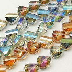 Chapelets de perles en verre électroplaqué, facette, torsion, couleur mixte, 12x10x7mm, Trou: 1mm