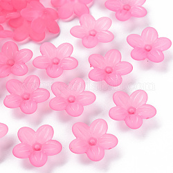 Milchigen Acryl Perlkappen, 5-Blütenblatt, Blume, neon rosa , 19.5x20x5.5 mm, Bohrung: 1.6 mm, ca. 740 Stk. / 500 g