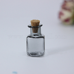 Mini-Perlenbehälter aus Borosilikatglas mit hohem Borosilikatgehalt, Ich wünsche eine Flasche, mit Korken, Würfel, Grau, 1.4x2.5 cm