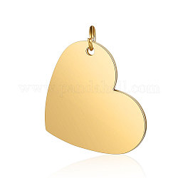 201 pendente in acciaio inossidabile con etichetta con pendenti vuoti, lucidatura manuale, cuore, oro, 19.5x25x1mm, Foro: 3.5 mm