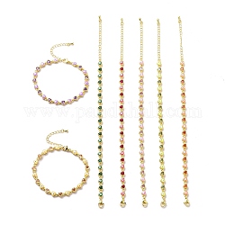 Braccialetto a catena a maglie di cuore smaltato con malocchio e zirconi cubici, gioielli in ottone dorato per le donne, colore misto, 7-1/8 pollice (18.2 cm)