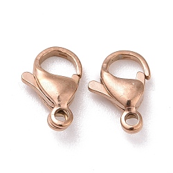 Ion Plating(IP) 304 Stainless Steel Lobster Claw Clasps, Parrot Trigger Clasps, Rose Gold, 11x7x3mm, Hole: 1.5mm
