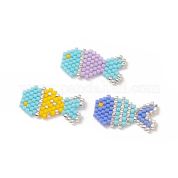 3pcs 3 couleurs perles de rocaille japonaises faites à la main, motif de tissage, poisson, couleur mixte, 12x22~23x2mm, 1 pc / couleur