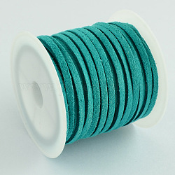 Faux Suede Cord, Faux Suede Lace, Teal, 3x1.5mm, about 5.46 yards(5m)/roll, 25rolls/bag