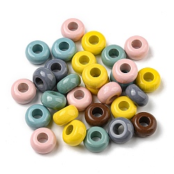 Perline europei acrilici opachi, perline con foro grande, rondelle, colore misto, 14x7.5mm, Foro: 6 mm