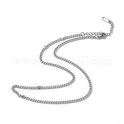 304 Stainless Steel Curb Chain Necklace for Men Women, Stainless Steel Color, 15.79 inch(40.1cm)