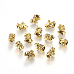 Metal Alloy European Beads, Large Hole Beads, Lead Free and Cadmium Free, Animal, Antique Golden, about 12mm long, 11mm wide, 7.5mm thick, hole: 5mm