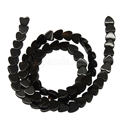 Natural Black Onyx Beads Strands, Mother's Day Gifts Making, Dyed, Heart, about 6mm in diameter, 3mm thick, hole: 1mm, 70 pcs/strand, 15.5 inch