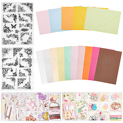 Globleland 2 наборы для поделок конвертов и открыток, с 2 листами ПВХ пластиковые прозрачные штампы, для изготовления поздравительных открыток, разноцветные