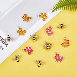 20 pz charms ape ciondolo ape a nido d'ape charms smalto ciondolo insetto per gioielli collana orecchino fare artigianato, oro, 17.7x15.5mm, Foro: 1.5 mm