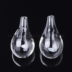 Bouteilles en verre soufflé à la main, pour la fabrication de pendentifs en verre, larme, clair, 32.5~33.5x18~18.5mm, demi-trou: 3~3.5 mm