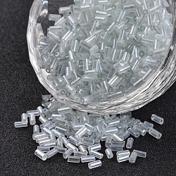 Transparent Colours Pearl Luster Plated Round Hole Glass Bugle Beads, Clear, 2~5x1.8~2mm, Hole: 0.8mm, about 12000pcs/450g