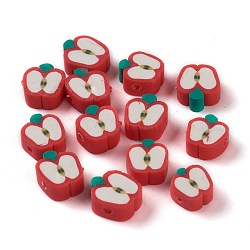 Бусины из полимерной глины , ломтик яблока, красные, 9.5~11x9~10x4.5~4.7 мм, отверстие : 1.6 мм