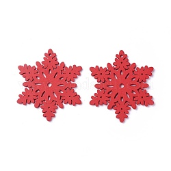 Poplar Wood Pendants, Dyed, Snowflake, Red, 70x61x3mm, Hole: 2.5mm