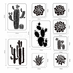 PET Hollow out Drawing Painting Stencils Sets, for Painting on Scrapbook Canvas Tiles Floor Furniture Painting School Projects, Cactus Pattern, 15~30x30cm, 9 sheets/set