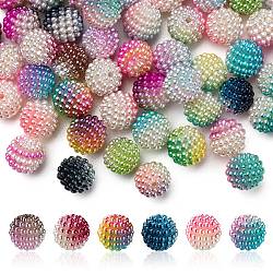 Imitation Pearl Acrylic Beads, Berry Beads, Combined Beads, Round, Mixed Color, 12mm, Hole: 1mm, about 50pcs/bag