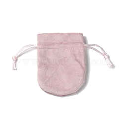 Sacs de rangement en velours, pochettes à cordon sac d'emballage, ovale, rose brumeuse, 10x8 cm