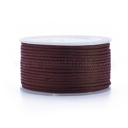 Полиэстер плетеные шнуры, для изготовления ювелирных изделий из бисера, коричневые, 2 мм, около 21.87 ярда (20 м) / рулон