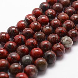 Brins bréchique jaspe de perles naturelles, ronde, 6mm, Trou: 1mm, Environ 61 pcs/chapelet, 14.9 pouce ~ 15.1 pouces