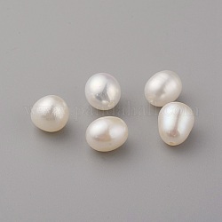 Natur kultivierten Süßwasser Perlen, Hälfte gebohrt, Kartoffel, Muschelfarbe, 8~10x7~8 mm, Bohrung: 0.8 mm
