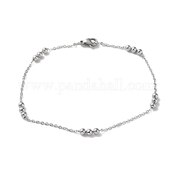 304 bracciale a catena a maglie rotonde con perline in acciaio inossidabile da donna, colore acciaio inossidabile, 8 pollice (20.3 cm)