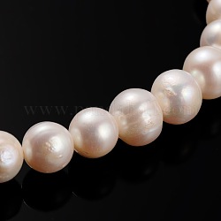 Brins de perles de culture d'eau douce naturelles, ronde, peachpuff, 10~11mm, Trou: 0.8mm, Environ 40 pcs/chapelet, 14.76 pouce