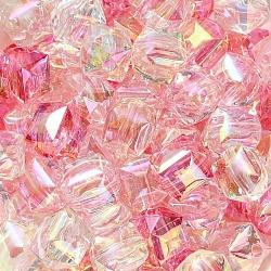UV Plating Rainbow Iridescent Acrylic Beads, Quadrangle, Mixed Color, 11.5x10.5x10mm, Hole: 2.5mm