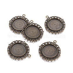 Supports de cabochon de pendentif de style tibétain, sans plomb et sans nickel, fleur, bronze antique, 43x39x3mm, Trou: 3mm, Plateau: 25 mm