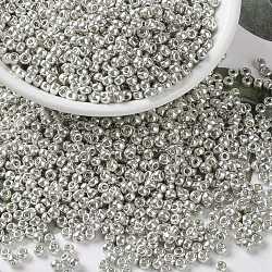 Perline rotonde miyuki rocailles, perline giapponesi, 8/0, (argento zincato rr181), 3mm, Foro: 1 mm, circa 422~455pcs/10g