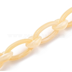 Handmade Acrylic Cable Chains, Flat Oval, Wheat, Links: 35x19.5x6mm and 20x18x8.5mm, 39.37 inch(1m)/strand
