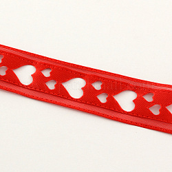 Атласная лента с узором в виде сердца, Полиэфирная лента, красные, 7/8 дюйм (22 мм), о 20yards / рулон (18.288 м / рулон)