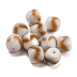 Perles de style tibétain, Perles d'agate naturelles, teints et chauffée, colonne avec motif de vague, Sienna, 9.5~10x10~10.5mm, Trou: 1.6mm