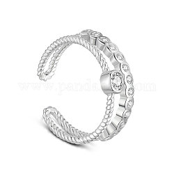 925 кольцо-манжета из стерлингового серебра с родиевым покрытием, открытые кольца, с кубического циркония, платина, размер США 5 (15.7 мм)