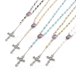 Colliers avec pedentifs en alliage, avec accessoires en verre et en métal, crucifix croix, pour Pâques, couleur mixte, 28.14 pouce (71.5 cm)