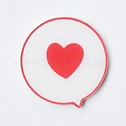 Broches de sécurité en acrylique, avec la broche de fer, plat et circulaire avec coeur, rouge, 40x38x8mm, pin: 0.7 mm