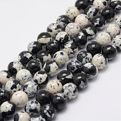Natürlich ozean weiße Jade Perlen Stränge, gefärbt, Runde, Schwarz, 8 mm, Bohrung: 1 mm, ca. 47~48 Stk. / Strang, 15.75 Zoll (40 cm)