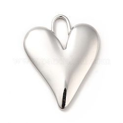 304 Stainless Steel Pendants, Heart Charms, Stainless Steel Color, 33x25x3mm, Hole: 11.5x4.5mm