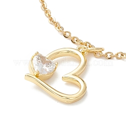 Clear Cubic Zirconia Heart Pendant Necklace, 304 Stainless Steel Jewelry for Women, Golden, 17.72 inch(45cm)