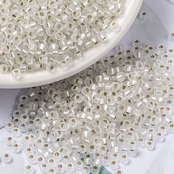 Miyuki runde Rocailles Perlen, japanische Saatperlen, 8/0, (rr1901) halbmattierter, silverlinierter Kristall, 3 mm, Bohrung: 1 mm, ca. 422~455 Stk. / 10 g