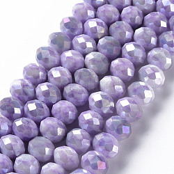 Cuisson opaque de perles de verre peintes, facette, rondelle, support violet, 10x8mm, Trou: 1.5mm, Environ 63 pcs/chapelet, 21.06 pouce ~ 21.26 pouces (53.5~54 cm)