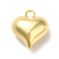 Acumular colgantes de chapado de latón, Plateado de larga duración, sin plomo y cadmio, encantos de corazón inflado, real 18k chapado en oro, 17.5x15.5x8.5mm, agujero: 2.5 mm