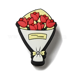 Valentinstag-Rosen-Fokalperlen aus lebensmittelechtem Silikon, Kauperlen für Beißringe, diy pflege halsketten machen, rot, 29x20x8 mm, Bohrung: 2.5 mm