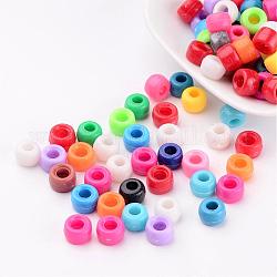 Acrylic European Beads, Rondelle, Large Hole Beads, Mixed Color, 9x6mm, Hole: 4mm