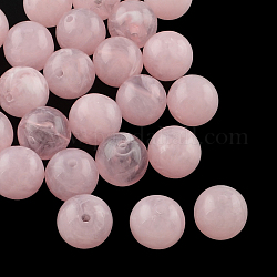 Круглый имитация драгоценных камней акриловые бусины, розовый жемчуг, 6 мм, отверстие : 2 мм