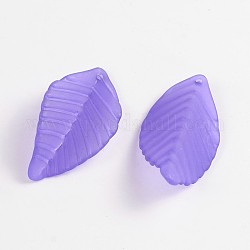 Transparent Acrylic Pendants, Frosted, Leaf, Purple, Size: about 35mm long, 18mm wide, 3mm thick, hole: 2mm, 510pcs/500g