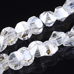 Гальванические стеклянные бусины, гальваническое покрытие, граненые, алмаз, прозрачные, 4 мм, отверстие : 0.5 мм, около 99 шт / нитка, 11.81 дюйм