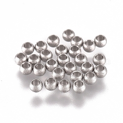 304 perline in acciaio inossidabile, texture, rondelle, colore acciaio inossidabile, 2x1.5mm, Foro: 1 mm