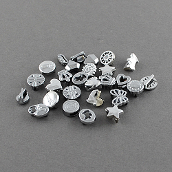 Zinc Alloy Slide Charms, Lead Free & Nickel Free, Mixed Style, Platinum, 6.5~10x3~10x5~6mm, Hole: 6x1.5mm