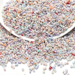 Perles de verre de peinture de cuisson, Tube, couleur mixte, 4x3mm, Trou: 1.2mm
