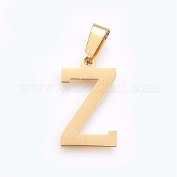 304 Stainless Steel Pendant, Letter, Golden, Letter.Z, 20x12x1mm, Hole: 8x3mm